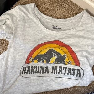 Disney Hakuna Matata Women’s Tee - Light Gray with Red and Yellow
